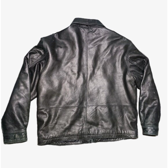 VINTAGE Colebrook Genuine Leather Bomber Jacket Mens L Black Buttery Soft Y2K - Picture 10 of 16